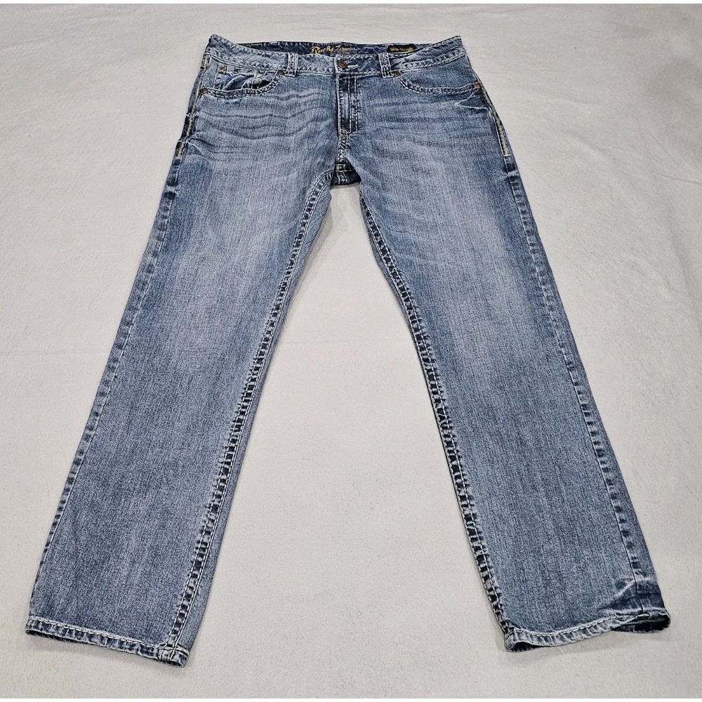 Wrangler Rock 47 Men's Jeans 38x34 Slim Straight Thick Stitch Western Denim